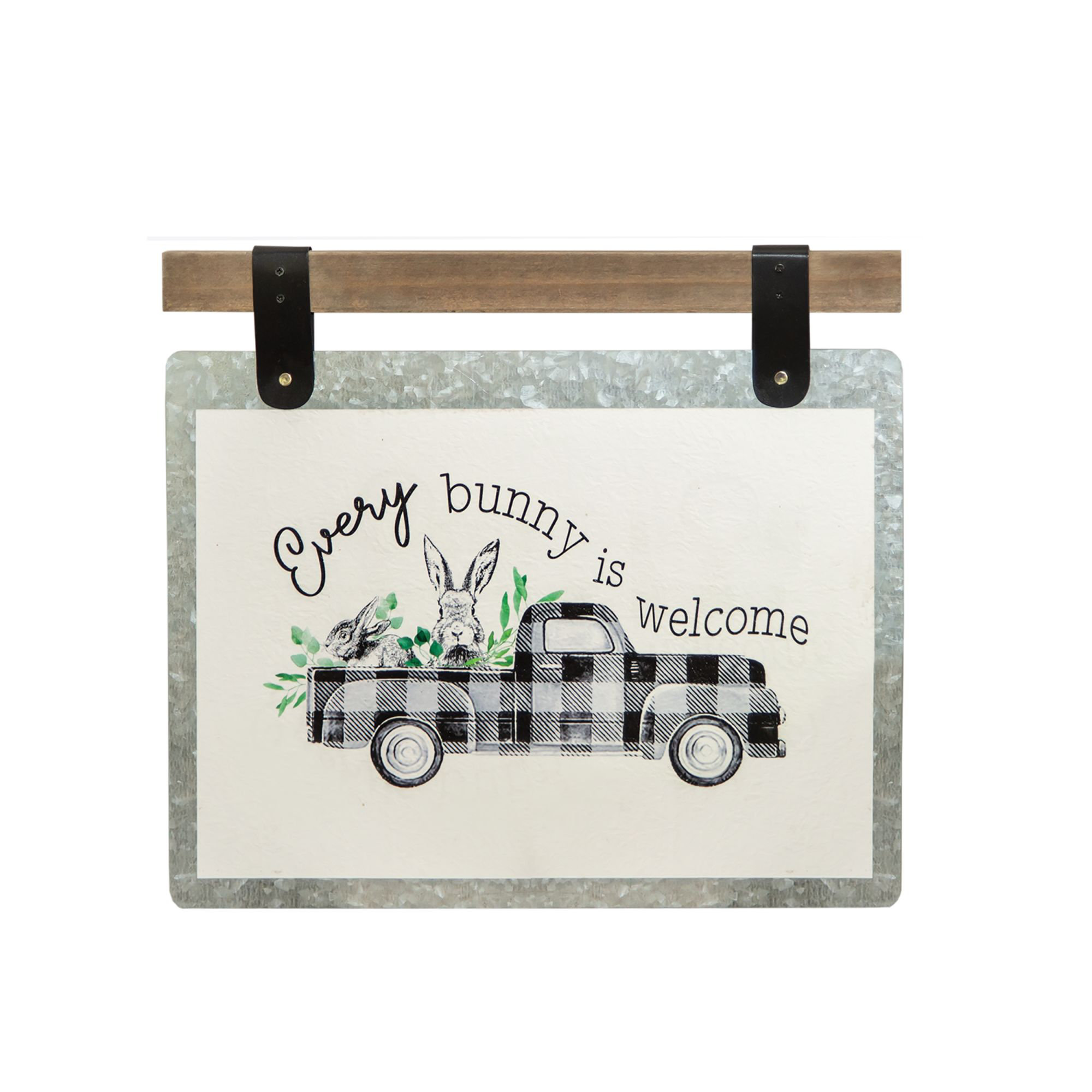 The Holiday Aisle® Every Bunny Is Welcome Bunny and Truck Plaque | Wayfair