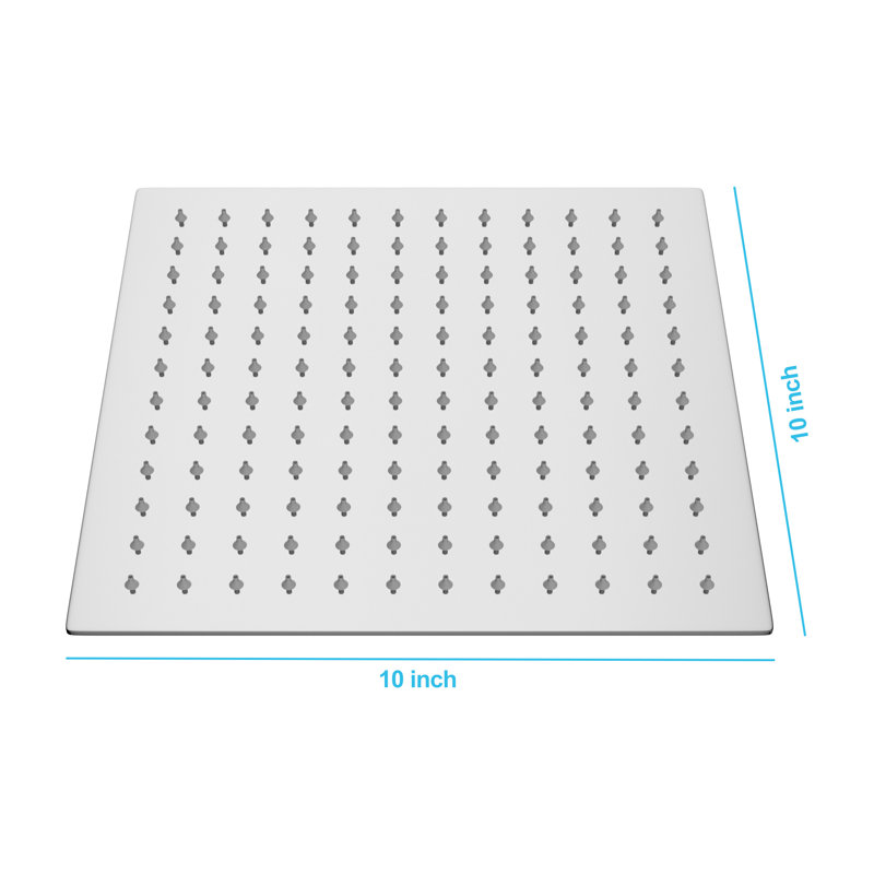 10 Inch Stainless Steel Shower Head, Square, Polished Chrome