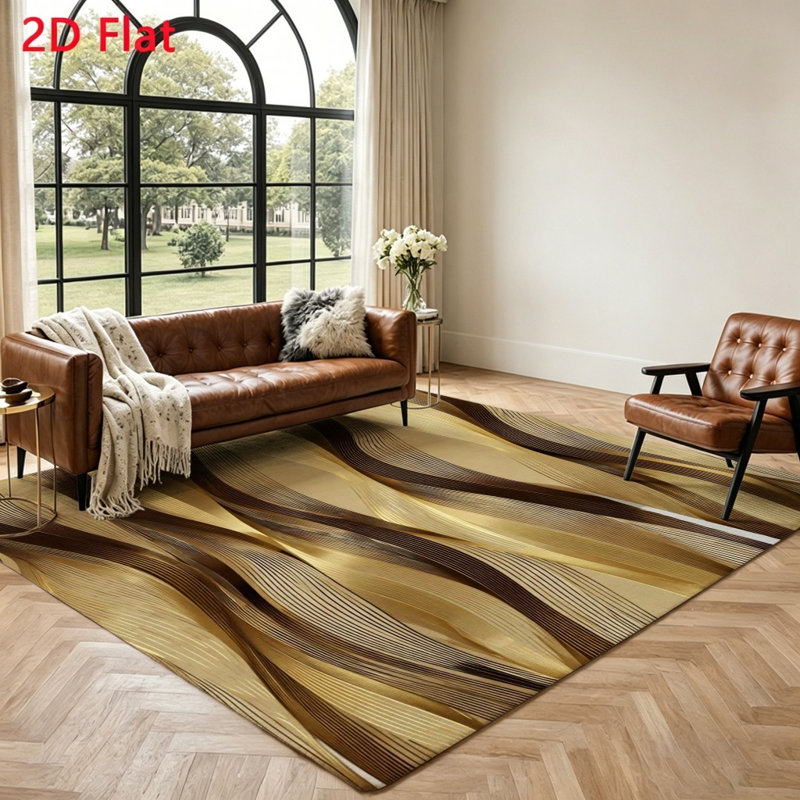 Modern Abstract Wave Area Rug, Slip-Resistant Floor Mat, Artistic Geometric Design, Washable Indoor Carpet for Living Room, Bedroom, Hallway, Office and Patio Decor