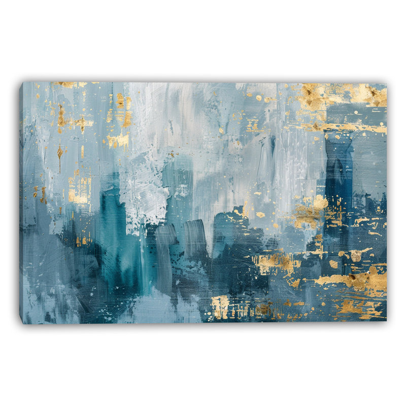Toile tendue mosaïque bleu sarcelle, H 30 po x l 40 po x P 1,5 po