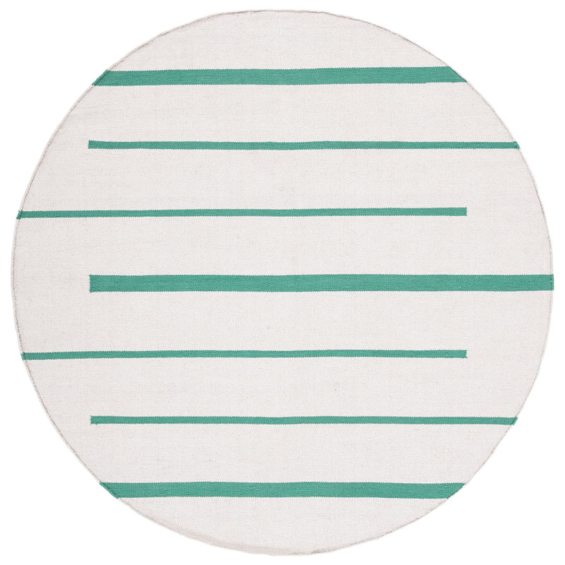Estremara Hand Woven Cotton Striped Rug, Round 6'