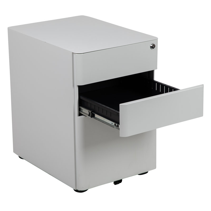 Stephana 3-Drawer Locking Mobile Vertical Filing Cabinet, White