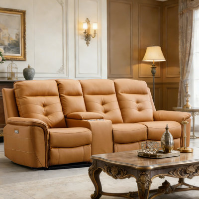 Canapé de cinéma maison inclinable électrique 3 places avec console de rangement, porte-gobelets et port USB
