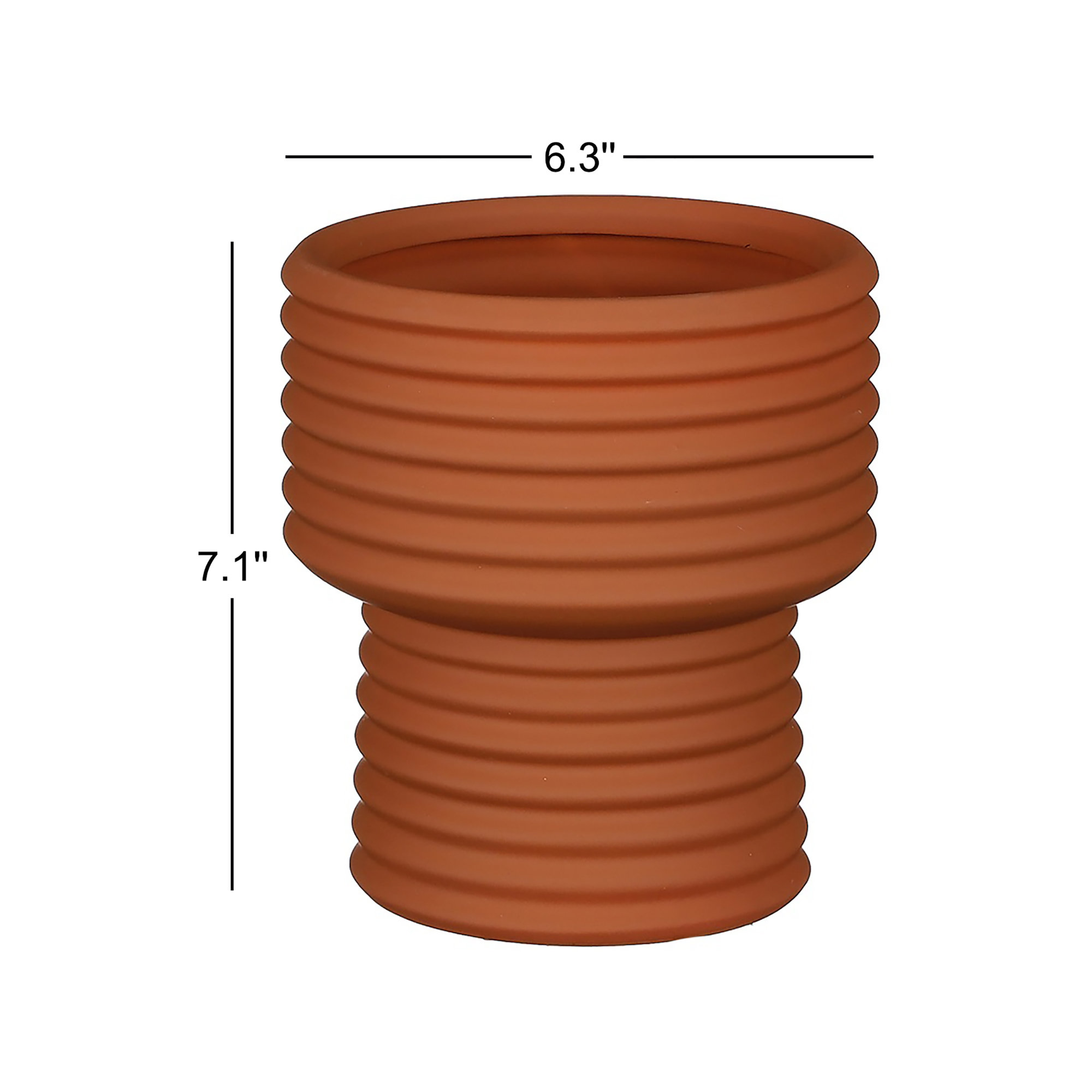 Ivana Ceramic Pot Planter, Brown, 7.1" H x 6.3" W x 6.3" D