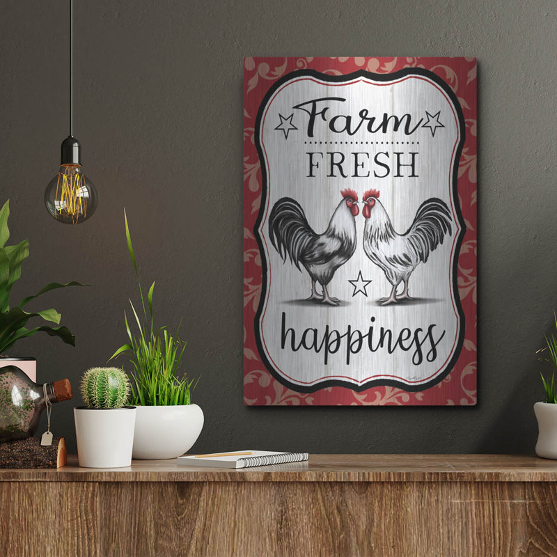  «Farm Fresh Happiness» par Elizabeth Tyndall, art mural en métal, 12 po x 16 po