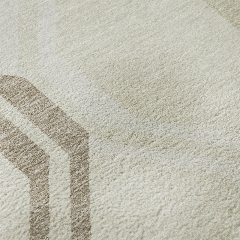Tapis de qualité supérieure Mid-Century moderne lavable à la machine Premium Mayfield AMF2326, Beige, 5 pi x 7 pi 6 po