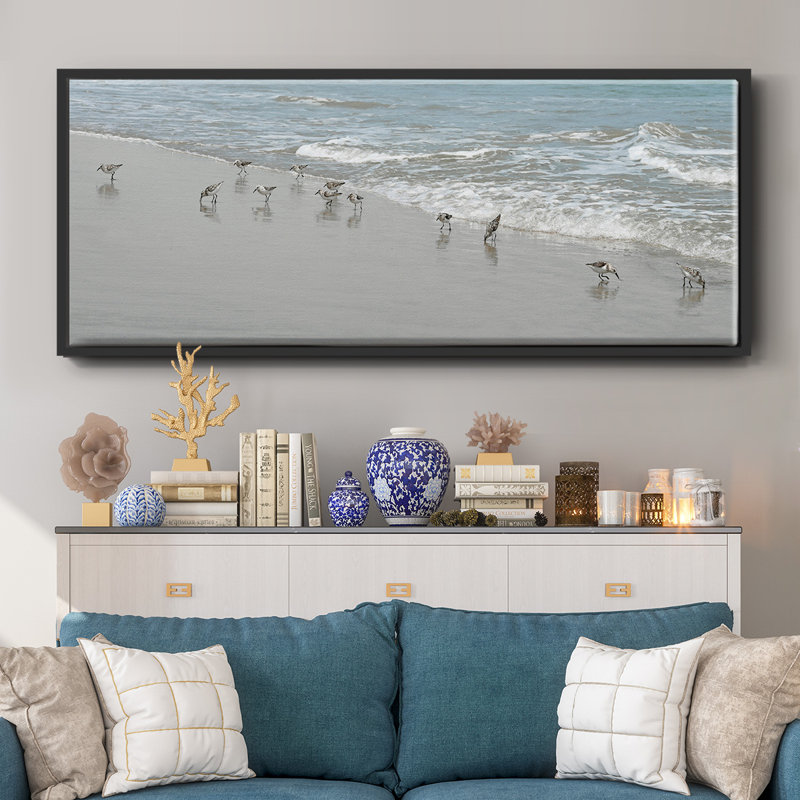Oiseaux de rivage, H 24 po x l 60 po x P 1,5 po, Noir