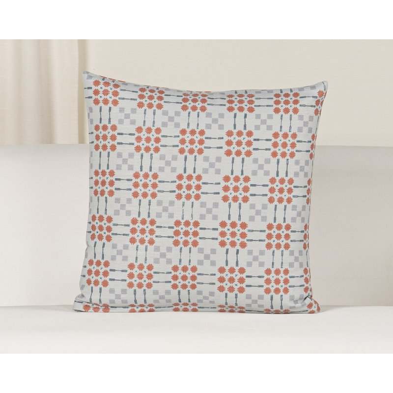 Coussin décoratif à motif géométrique Gridwork, Polyester, Bleu, Carré 26 po