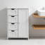 White Freestanding Bathroom Floor Cabinet With Adjustable Shelf & Drawers