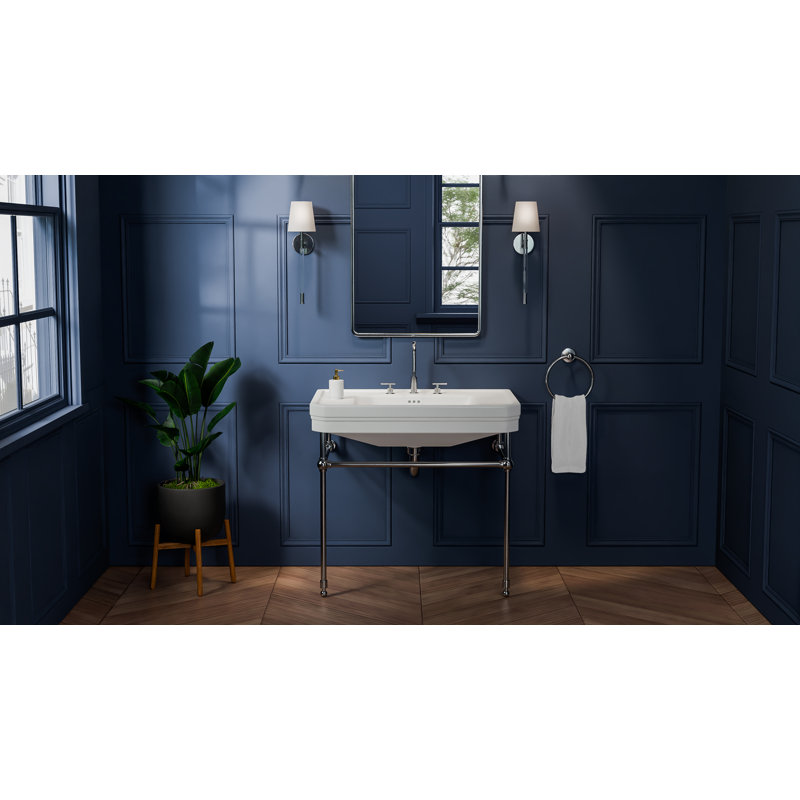 Valencia 31 in. W x  33 in. H Console Sink, 8 in. Faucet Drilling, Chrome, Chrome, Widespread Faucet