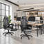 Fauteuil de bureau de direction inclinable de style course automobile avec repose-pieds, noir et gris, massage par vibrations et chauffage lombaire
