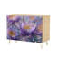 Buffet Buffet avec rangement Fleurs de lotus mauves aux accents de cristal élégants avec 2 portes pour le salon et la cuisine