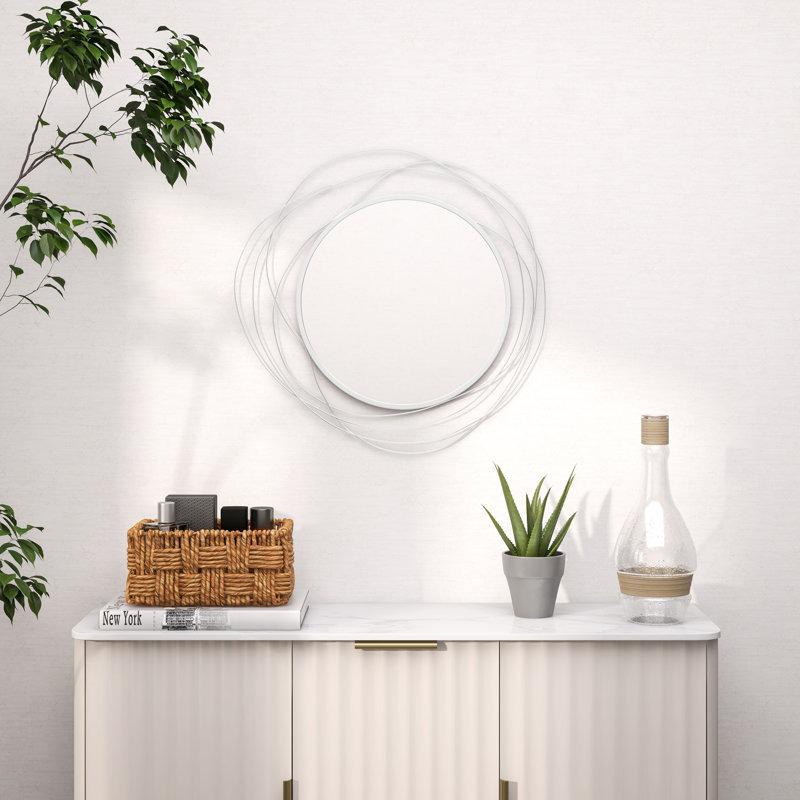HOMCOM Metal Wall Mirrors Decorative Mirror Decor Hanging 65cm, Silver