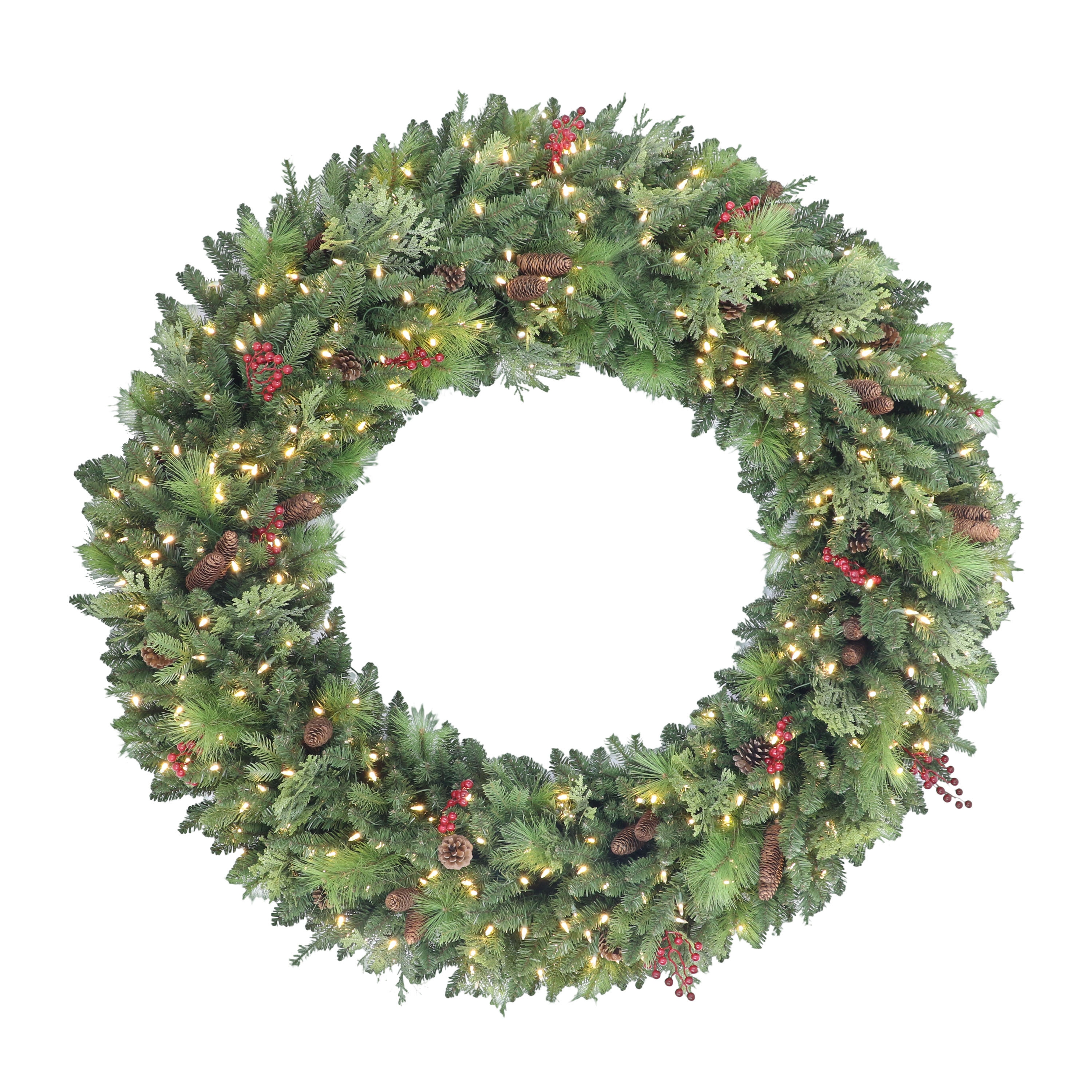 The Holiday Aisle® Faux Lighted Pine 60'' Wreath | Wayfair