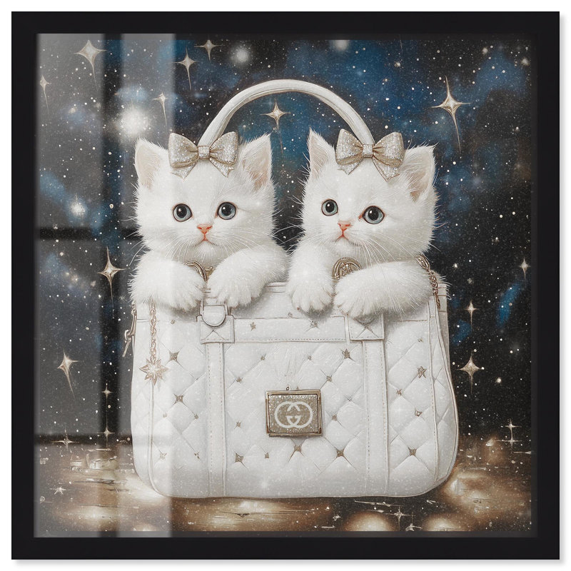 «Constellation Kittens Purse Shadowbox Print» par Art Remedy, H 13 po x l 13 po, Noir, noir, noir, noir