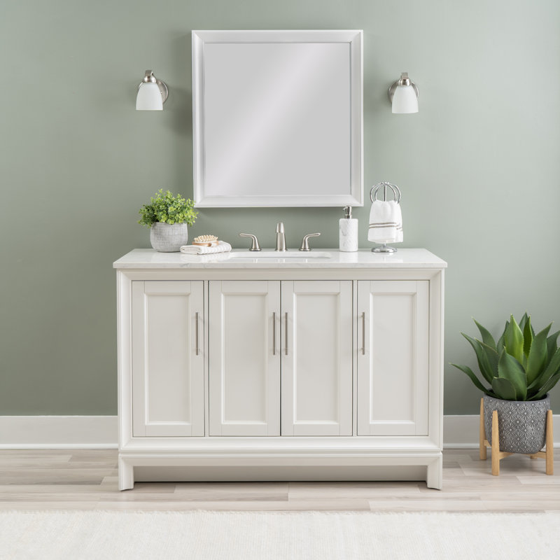 Anaheim 48 White Bath Vanity, White, 8" Widespread