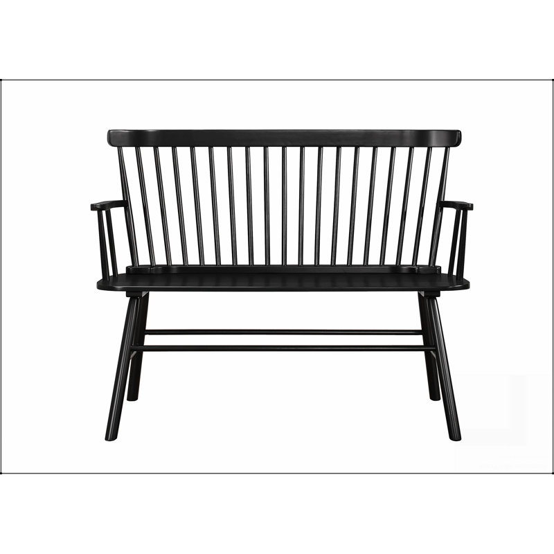 1Pc Casual Farmhouse Relaxed Vintage Wood Spindle Back Bench Black Wooden Chair