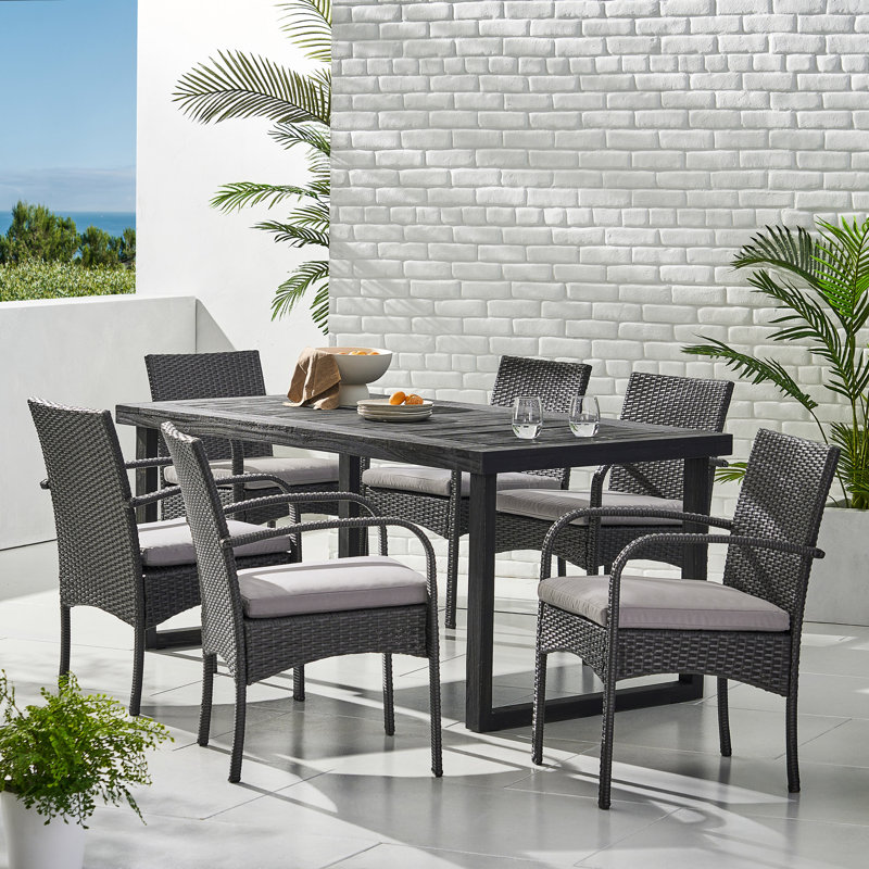 Ensemble repas d’extérieur 7 pièces avec coussins Cofer