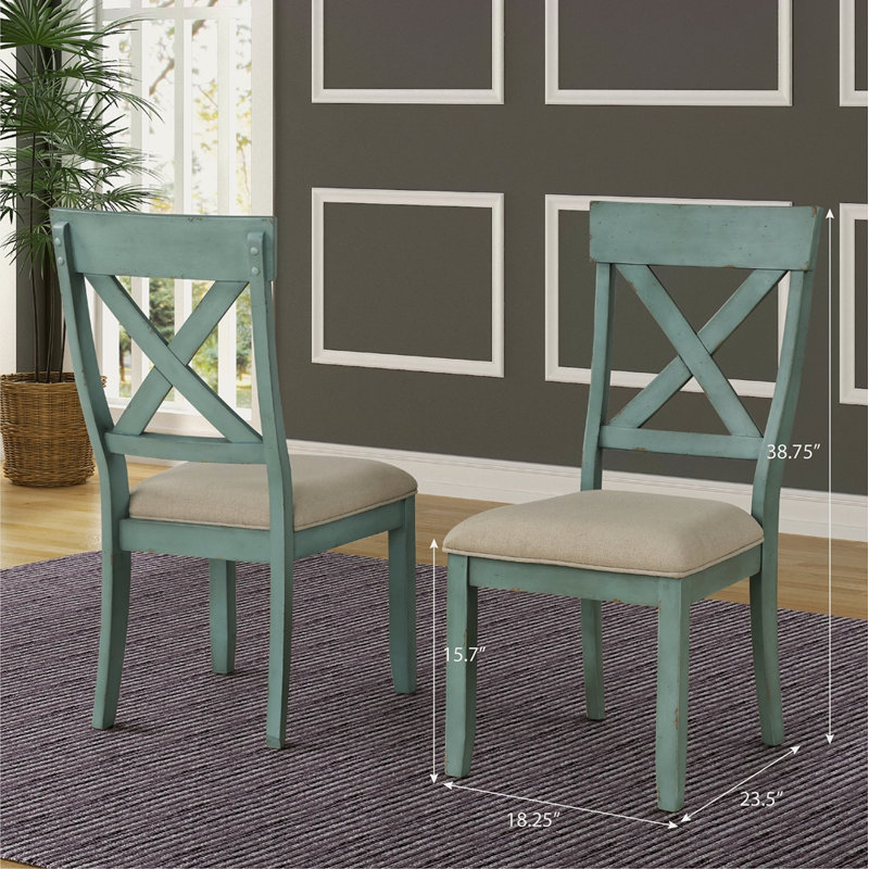 Chaises de salle à manger rembourrées en bois à dossier croisé, ensemble de 2