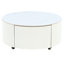 Table basse ronde moderne de 29,5 po, 2 tiroirs, en pierre frittée blanche, pour faciliter le déplacement et l'organisation