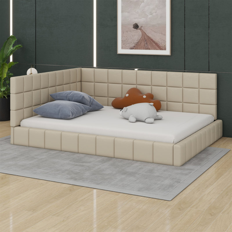 Cadre de lit tapissier Tashelle, Beige