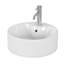 Bathroom Vessel Sink 15.7" x 5.7" Round Bowl Sink, Bathroom Countertop Round White Vanity Sink Basin,Ceramic Basin,Glossy White