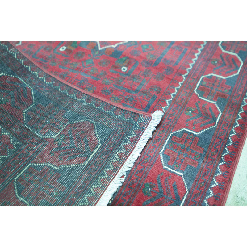 Tapis rouge / vert noué à la main de haute qualité