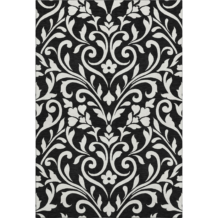 Premium Machine Washable Prisco Black Rug