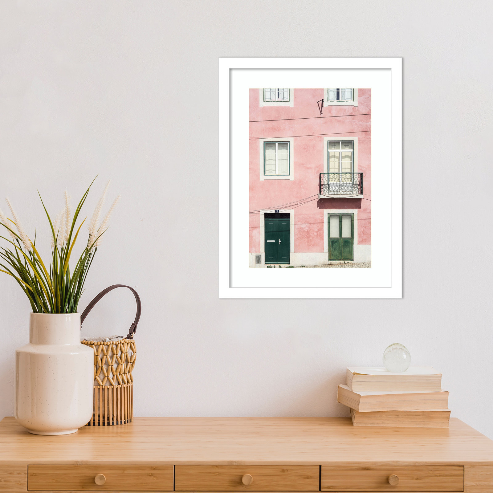 Daisey "Pink Parade" Print, 17" H x 13" W, White
