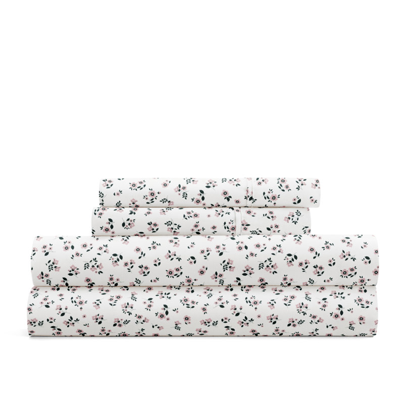 Twin Purple Floral Microfiber Kids Sheet Set