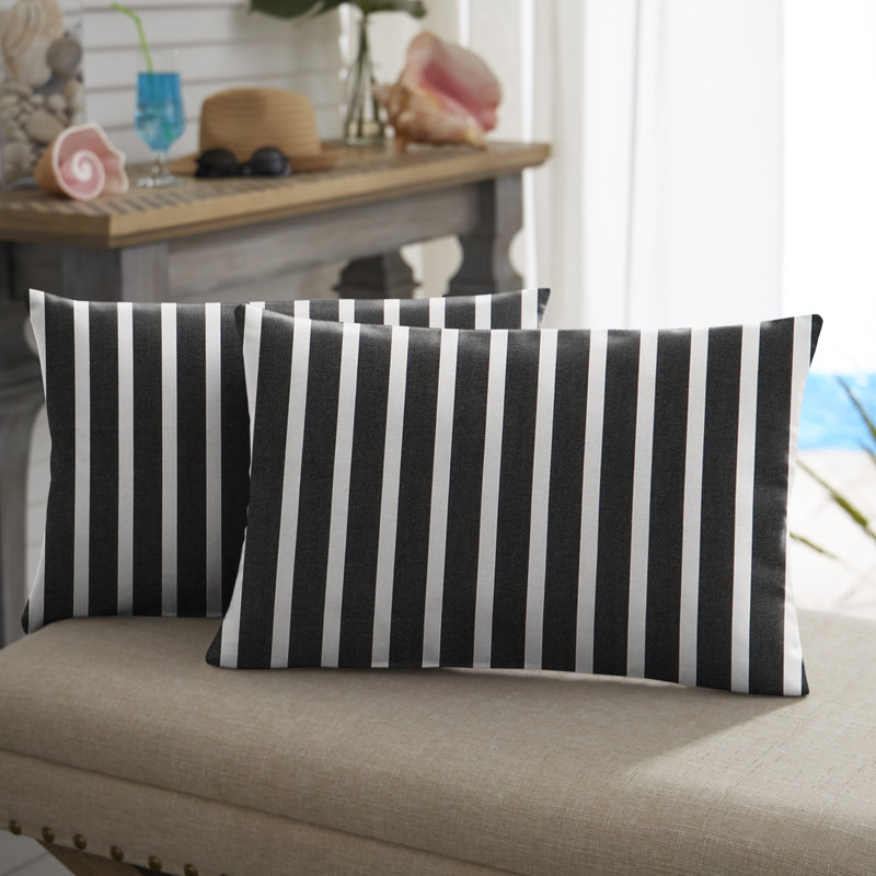 88 Coussin lombaire rayé intérieur / extérieur Sunbrella 88, 12 po x 24 po