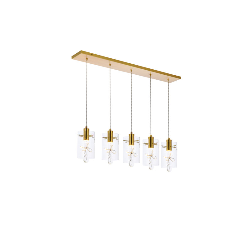 Hoyle 5 - Light LED Kitchen Island Pendant, Gold