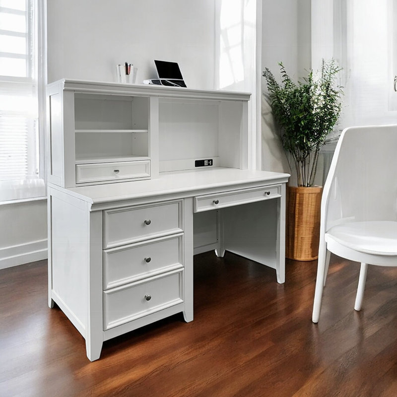 Lacey 52'' W Rectangle Writing Desk with Hutch