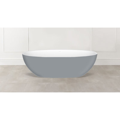 Barcelona Painted 70-1/4" x 33-5/8" Freestanding Soaking Bathtub In Volcanic Limestone With Overflow Hole