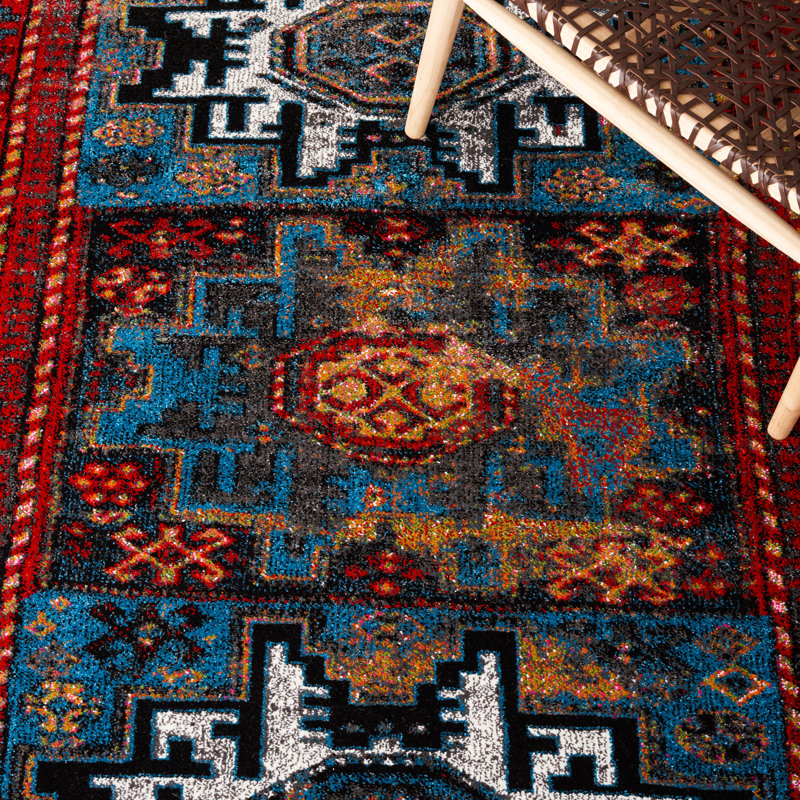 Tapis bleu / rouge Ayla, Rectangle 9 pi x 12 pi