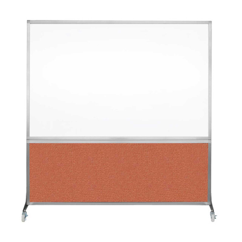 Tableau blanc mobile 6 'de haut DivideWrite, Papaye, H 72 po x l 72 po, Argent