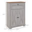 Buffet gris avec porte de grange, portes doubles, tiroir et tablette réglable. Pour la chambre à coucher, le salon. Pourboires. Tablette latérale de 23,5 po x 11,75 po