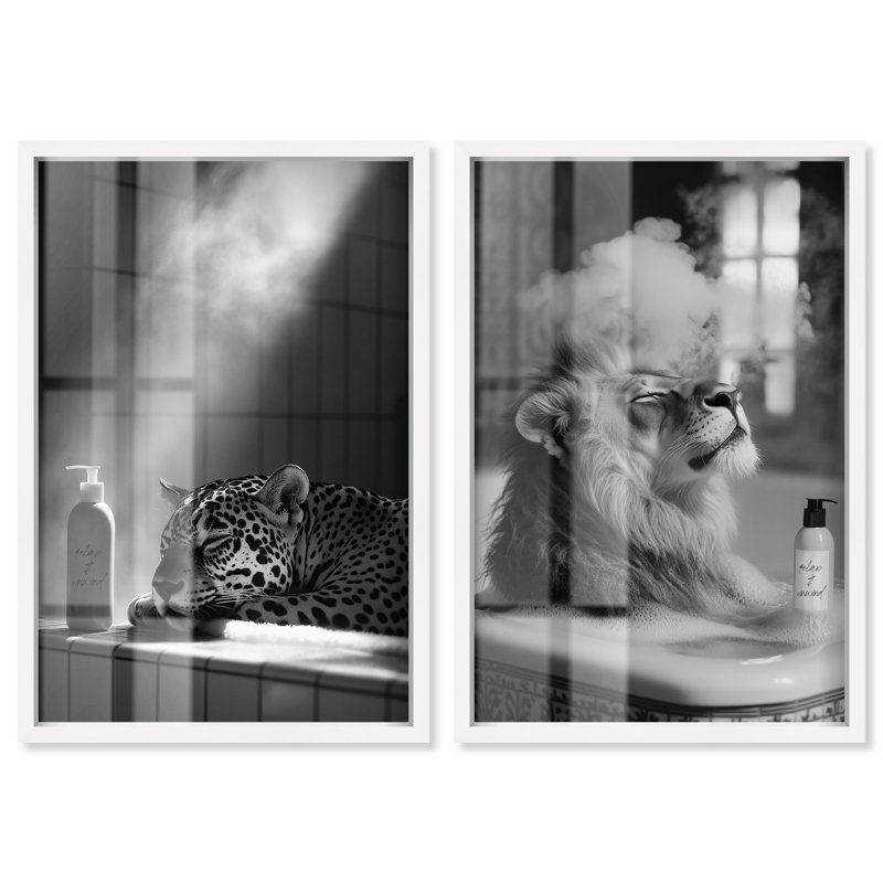 «Unwind Animal Set» par Art Remedy, H 17 po x l 24 po, Blanc