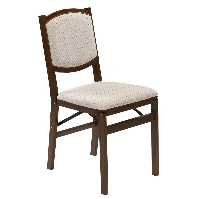 Brown Upholstered Wood Folding Dining Chair Set of 2