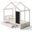 Lit maison avec tableau noir et tiroirs-118218764