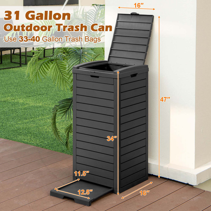Plastic Handle Trash Can - 31 Gallons