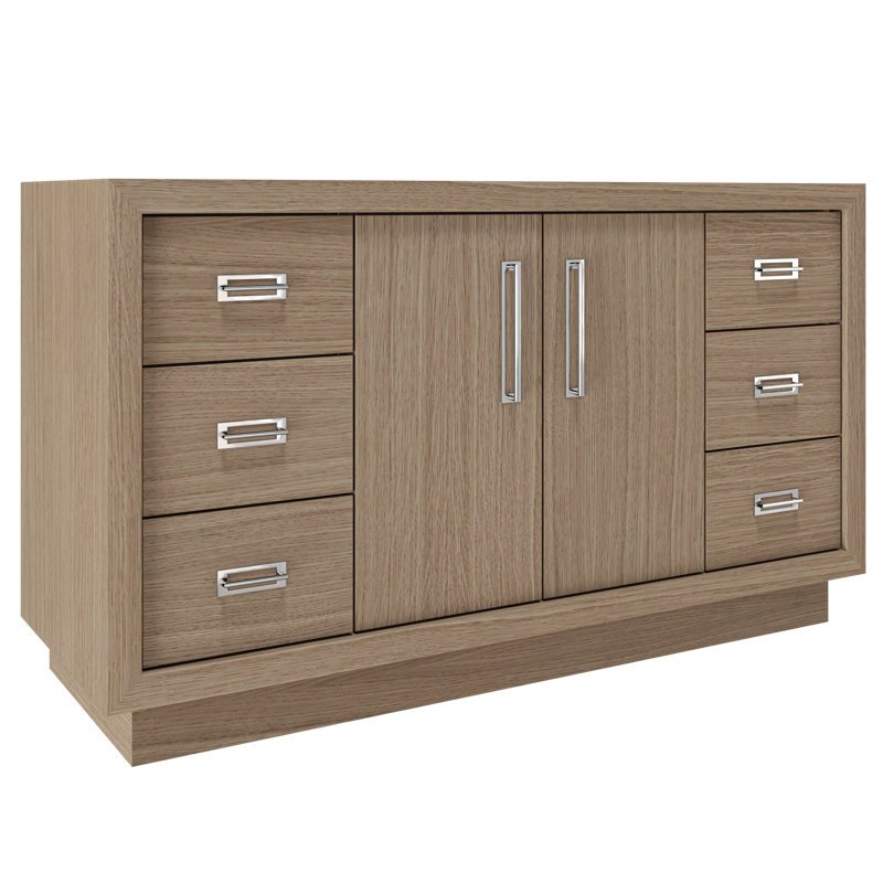 Avalon Single Extra Wide Bath Vanity, Natural Weathered, 60", Polished Chrome