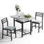 3-Piece Dining Table Set With Faux Marble Tabletop, Under-The Table Storage And Cushioned Chairs For Small Space, Minimalist Dining Set For Kitchen, Home Bar And Patio-1996580155
