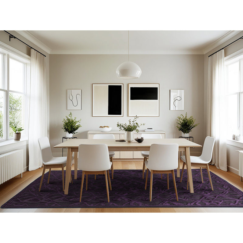 Tapis mauve lavable à la machine, Rectangulaire 7 pi x 10 pi