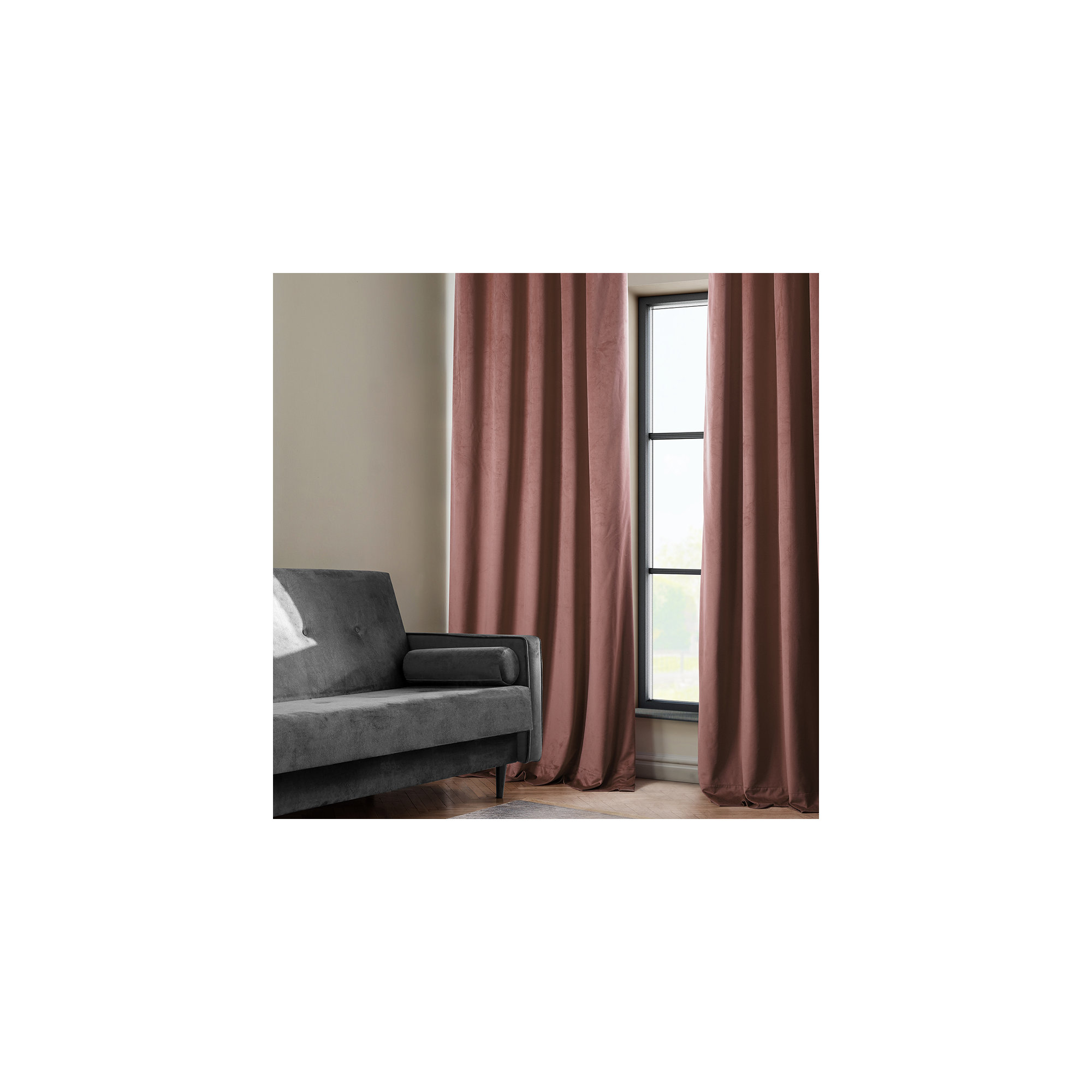 Matra Plush Velvet Curtains for Bedroom - Room Darkening Curtains for Living Room Window Single Panel, Wild Rose