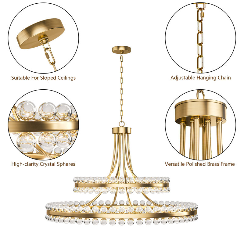 Jackeline 20 - Light 38" Polished Brass Modern Luxury Crystal Chandelier For Dining Room Or Living Room, Polished Brass