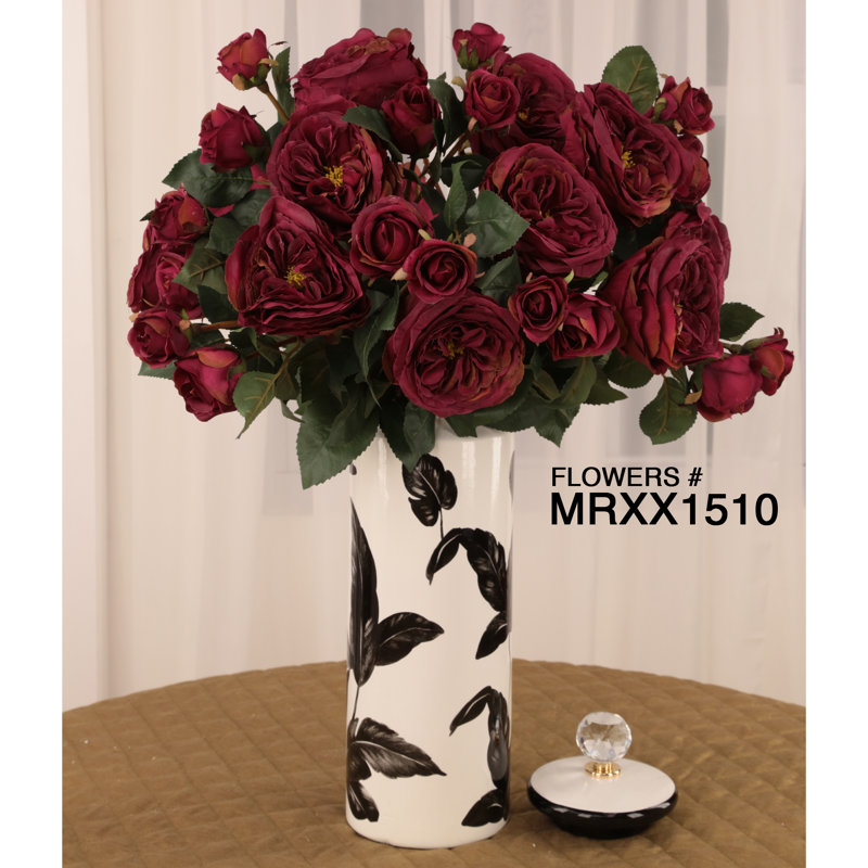 Ceramic Jar, Black/White, 16" H x 4.75" W x 4.75" D