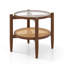 Table de bout ronde à 2 niveaux Bay Isle Home ™ Table de chevet en rotin et table de chevet en verre trempé