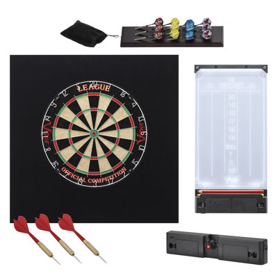Ensemble de jeu de fléchettes en sisal Viper avec support, jeu de fléchettes, tableau de pointage illuminé et fléchettes