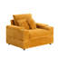 Canapé orange simple en velours côtelé avec un coussin, deux coussins décoratifs, un repose-pieds et deux espaces de rangement-2128066779